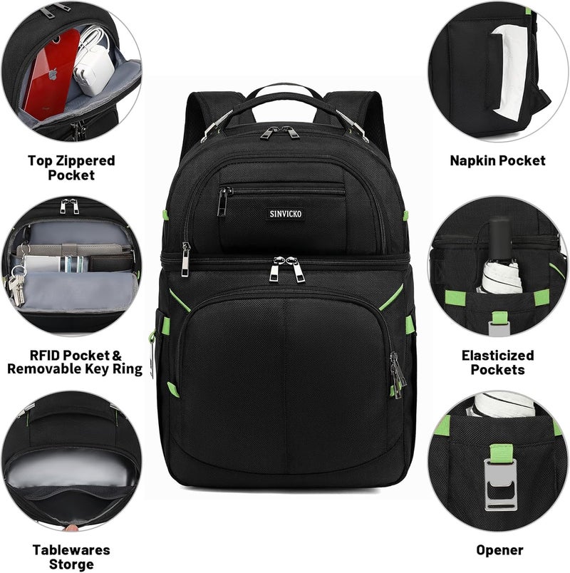 SINVICKO Insulated Cooler Backpack,Double Deck Leakproof Cooler Bag,Insulated Backpack Cooler Lunch Backpack for Men Women - Image 2